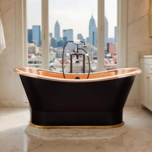 black and copper bath tub